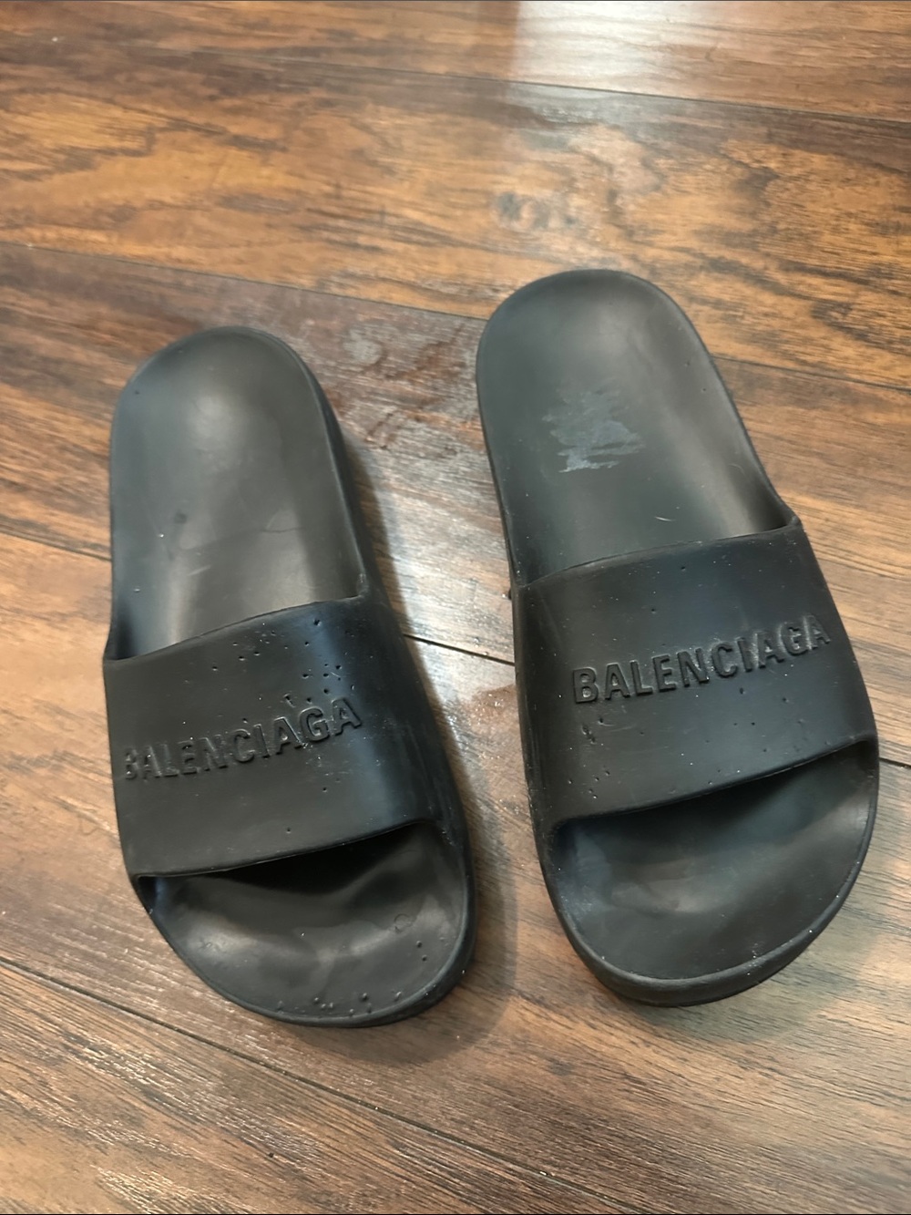 Balenciaga Matte Black Logo Slide Sandals